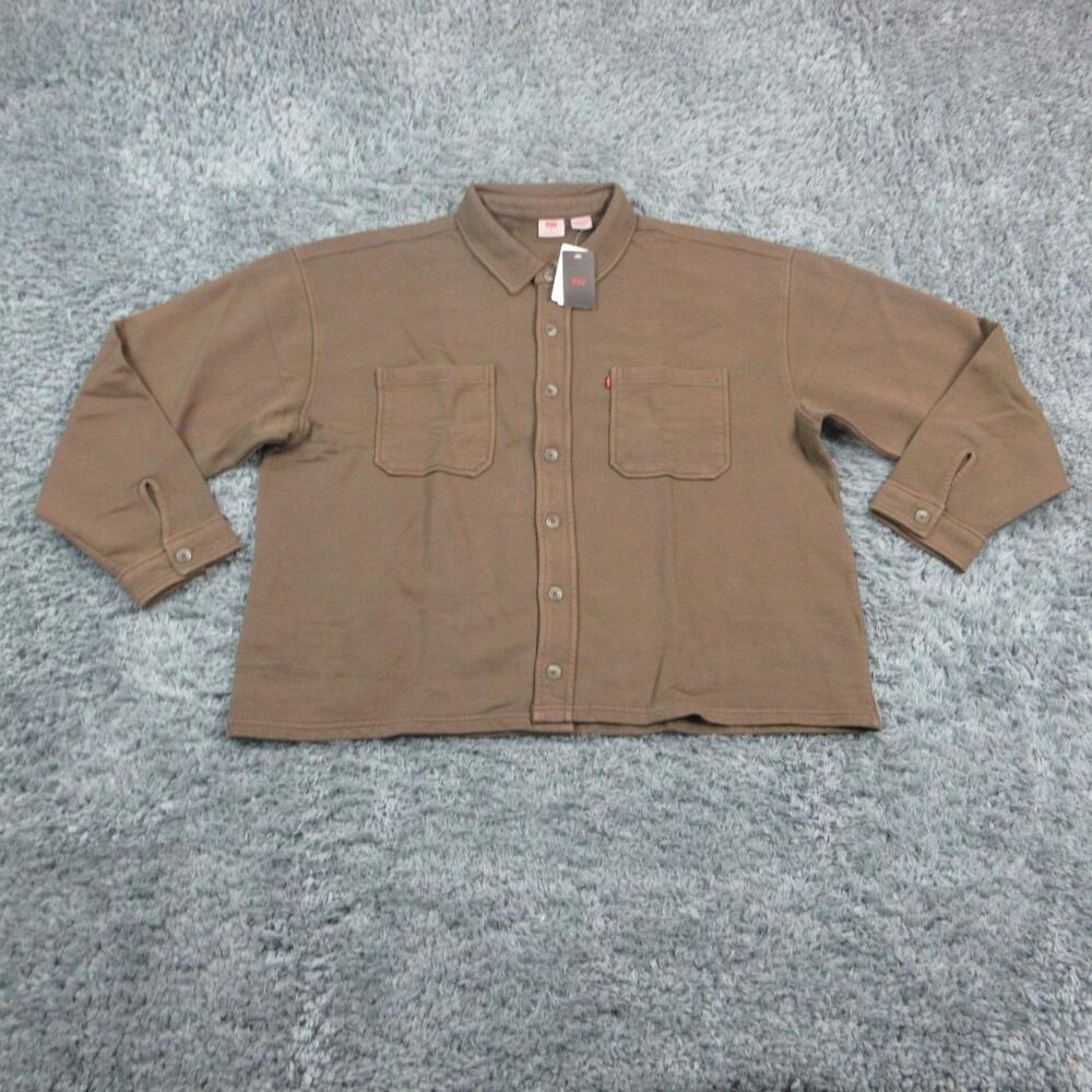 Levi's Shirt Mens XL Brown Knit Button-Up Relaxed Fit Cotton Casual NWT
